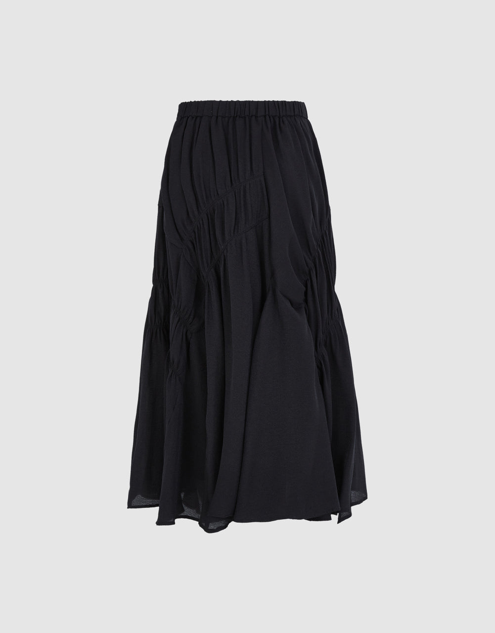 Elastic Waist Midi A-Line Skirt