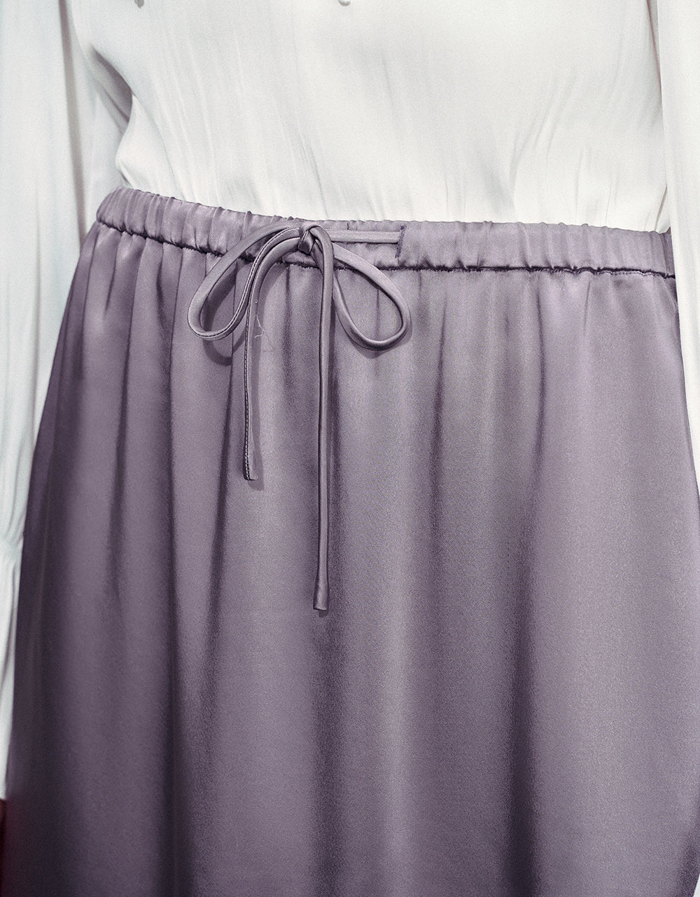 Drawstring Waist Midi A-Line Skirt
