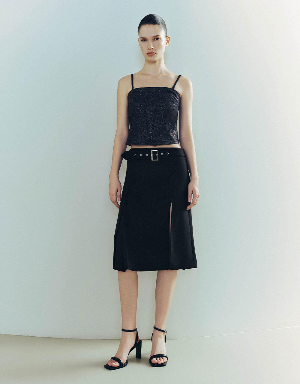 Mini A-Line Skirt With Belt