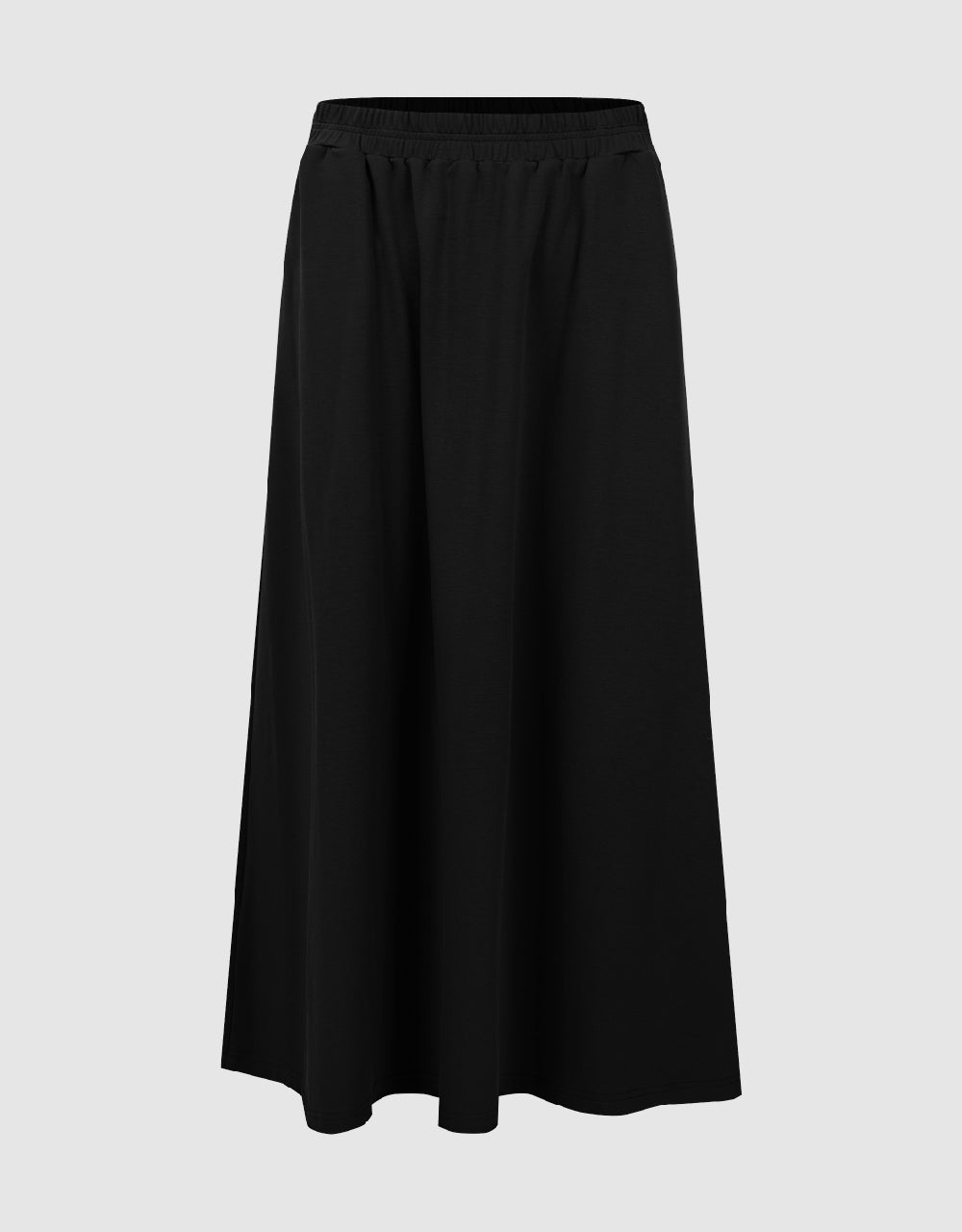 Elastic Waist Midi A-Line Skirt