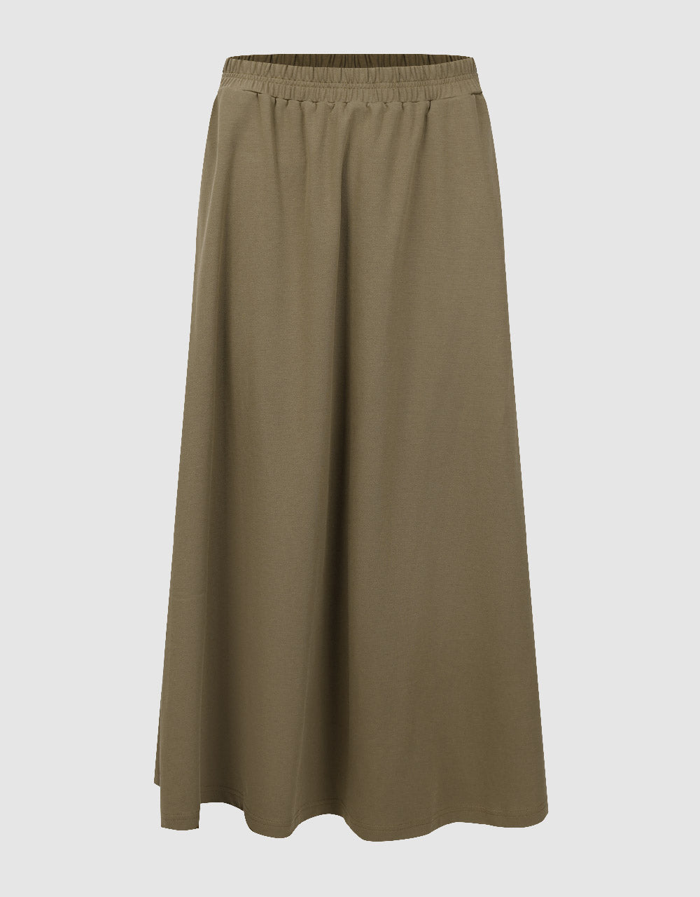 Elastic Waist Midi A-Line Skirt