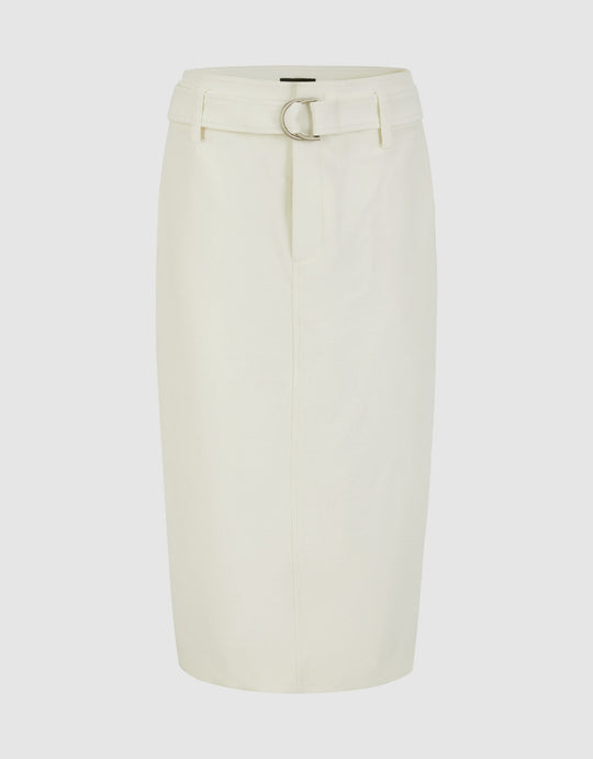 Midi A-Line Skirt With Belt