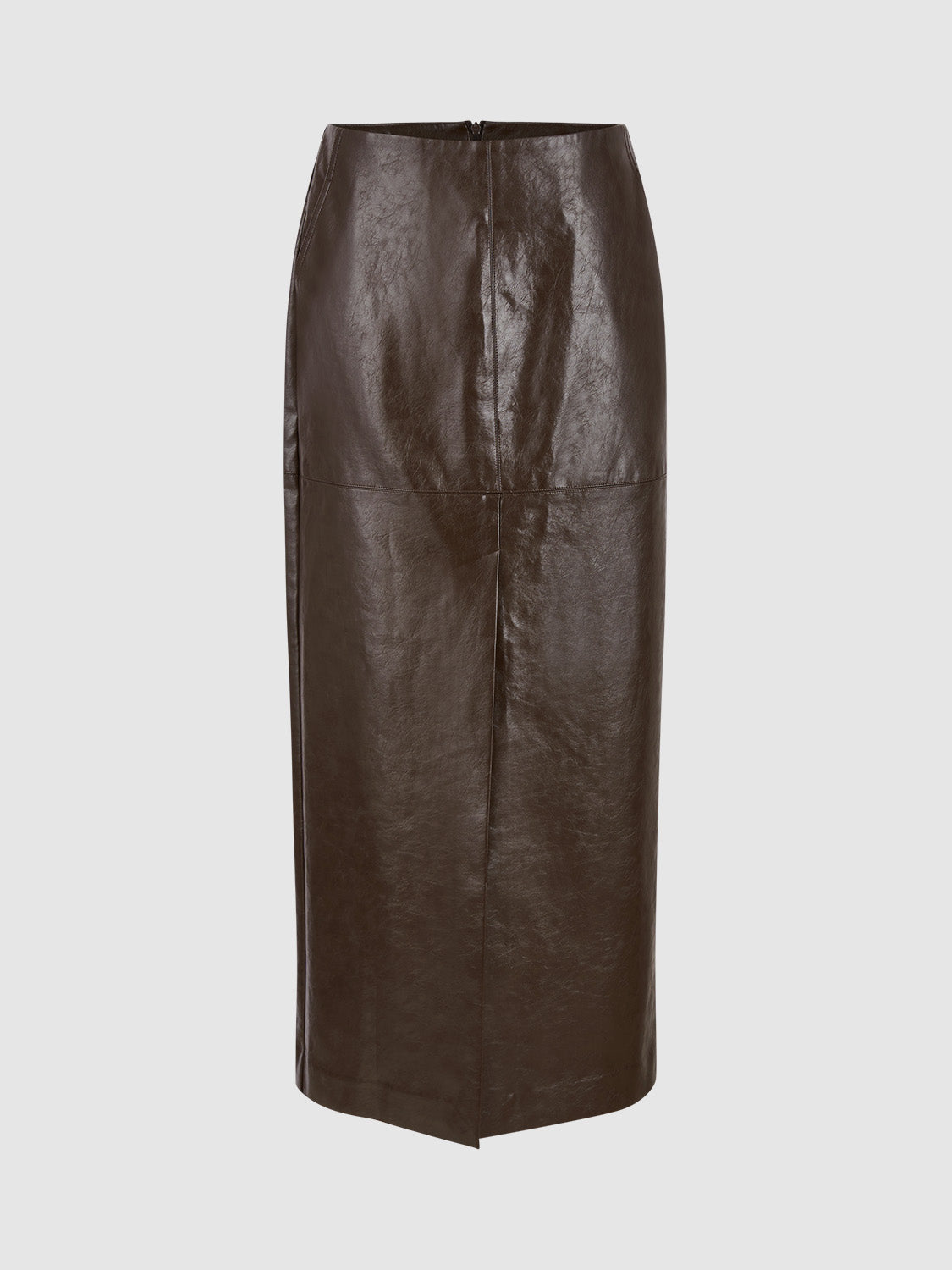 Vegan Leather Midi Straight Skirt