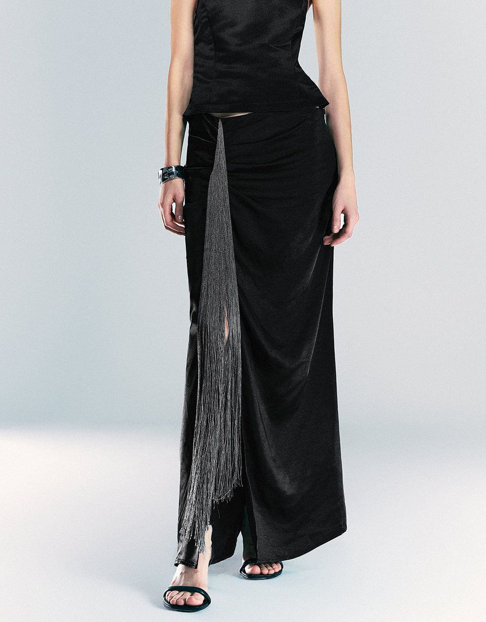 Wrapped Midi Straight Skirt