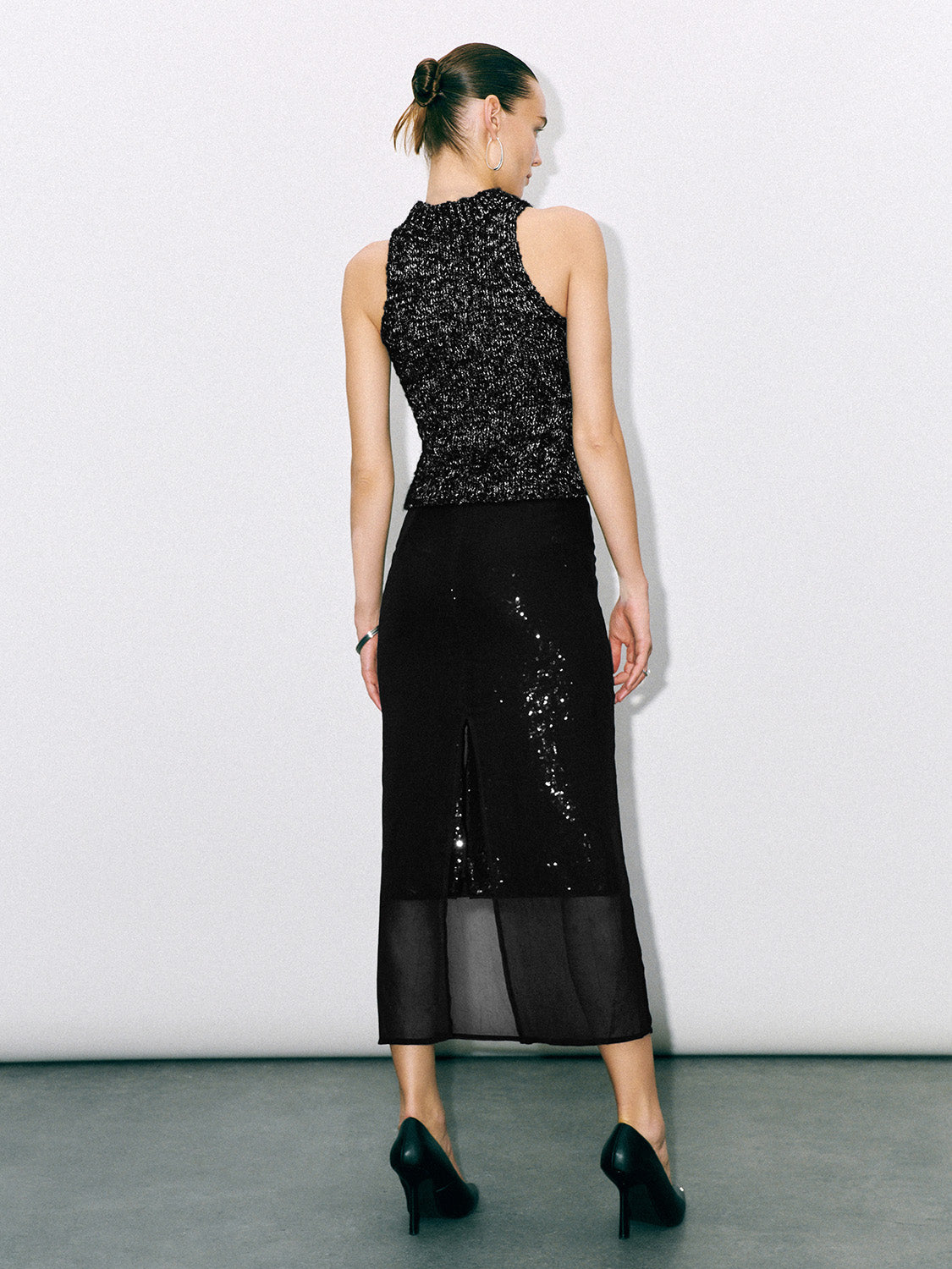 Sequins Midi Straight Skirt