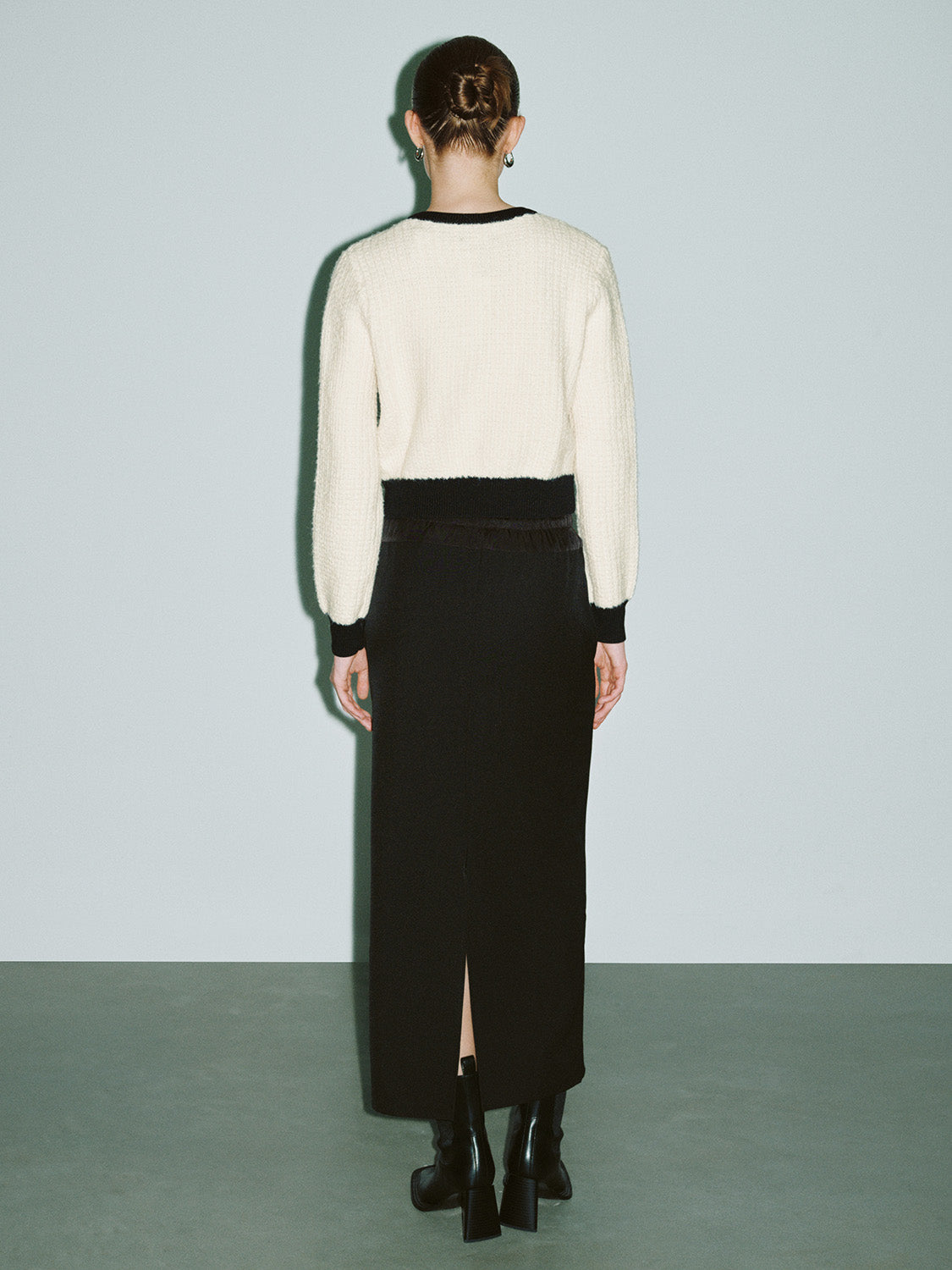 Drawstring Waist Midi Straight Skirt