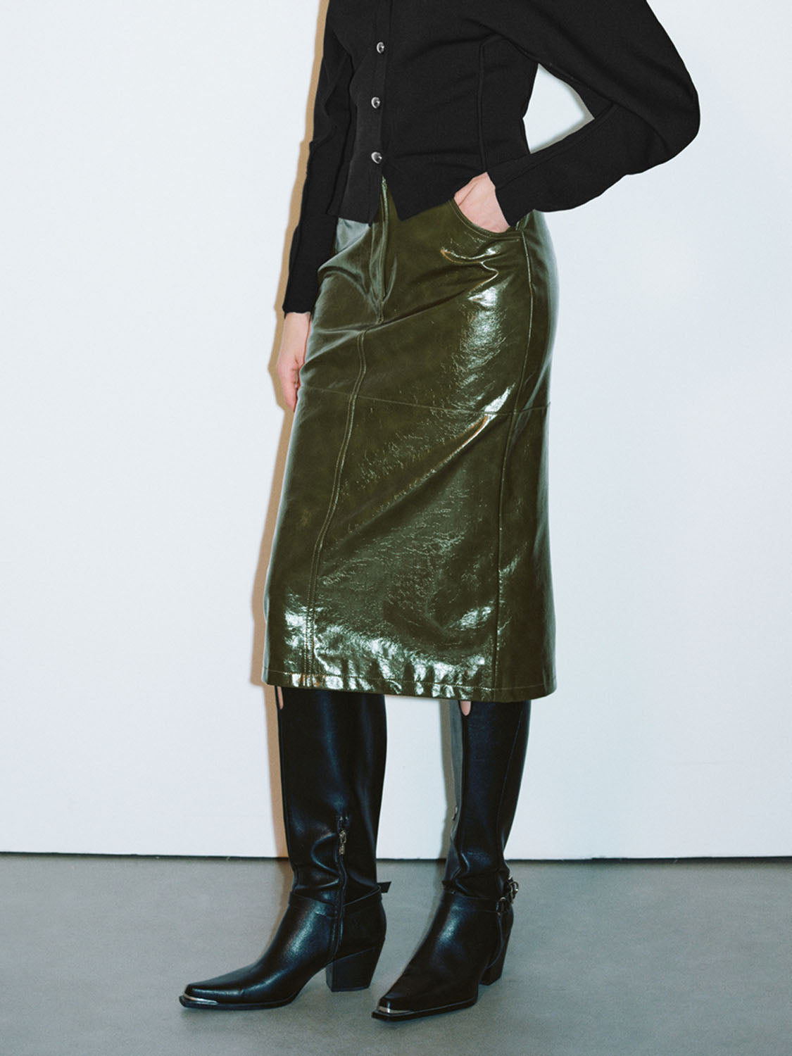 Vegan Leather Straight Skirts