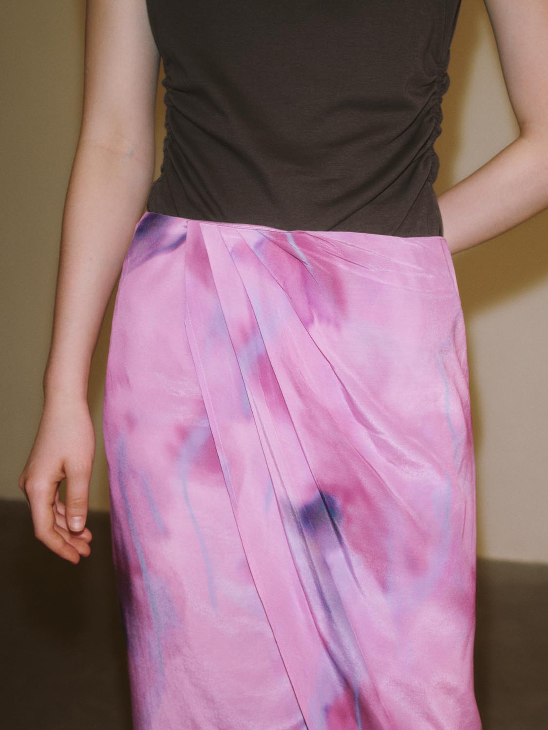 Asymmetrical Floral Ruched Skirts