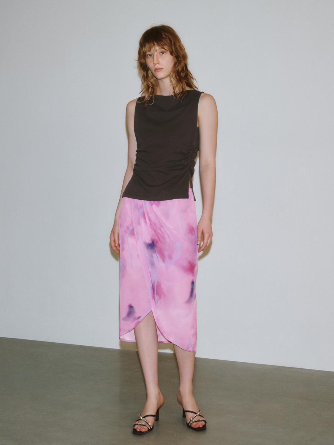 Asymmetrical Floral Ruched Skirts