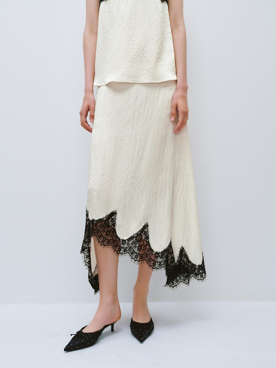 Irregular Lace Hem A-Line Skirts
