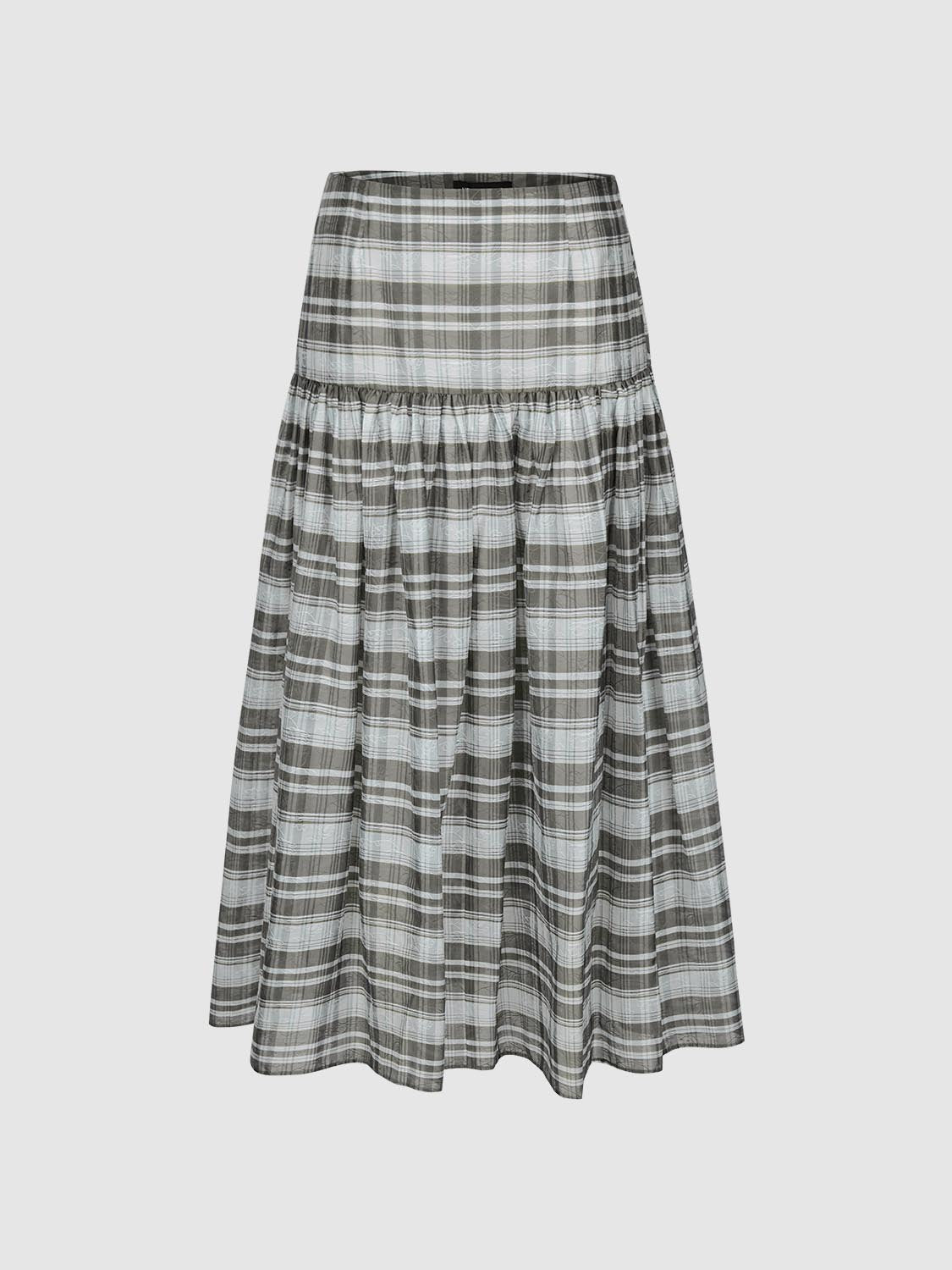 Plaid Flared Maxi Skirts