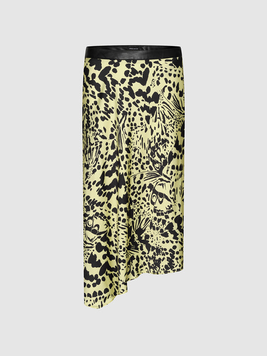 Contrast Waistband Leopard Printed Mermaid Midi Skirt