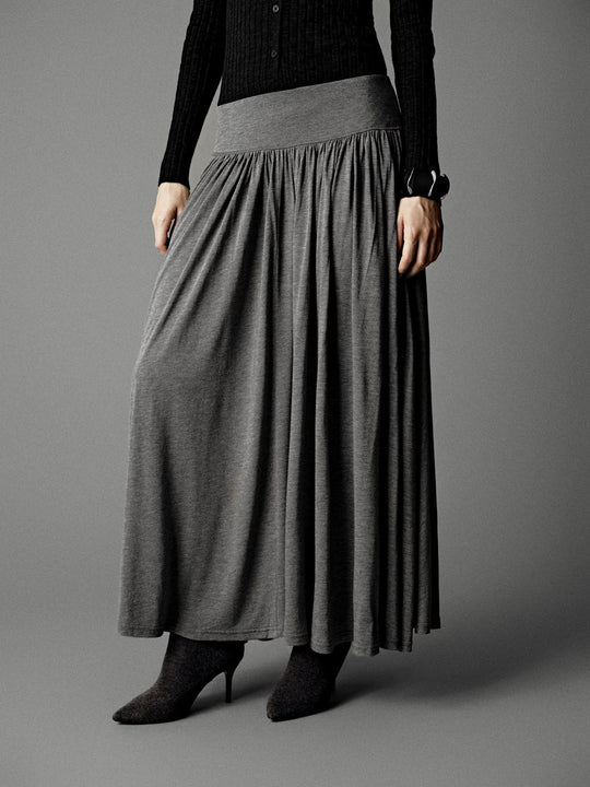 Dropped Waist Crinkle Midi Skirts