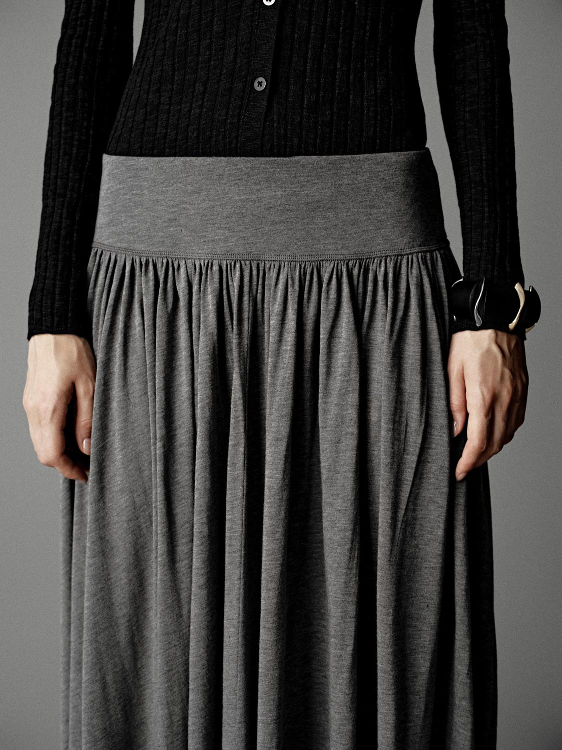 Dropped Waist Crinkle Midi Skirts