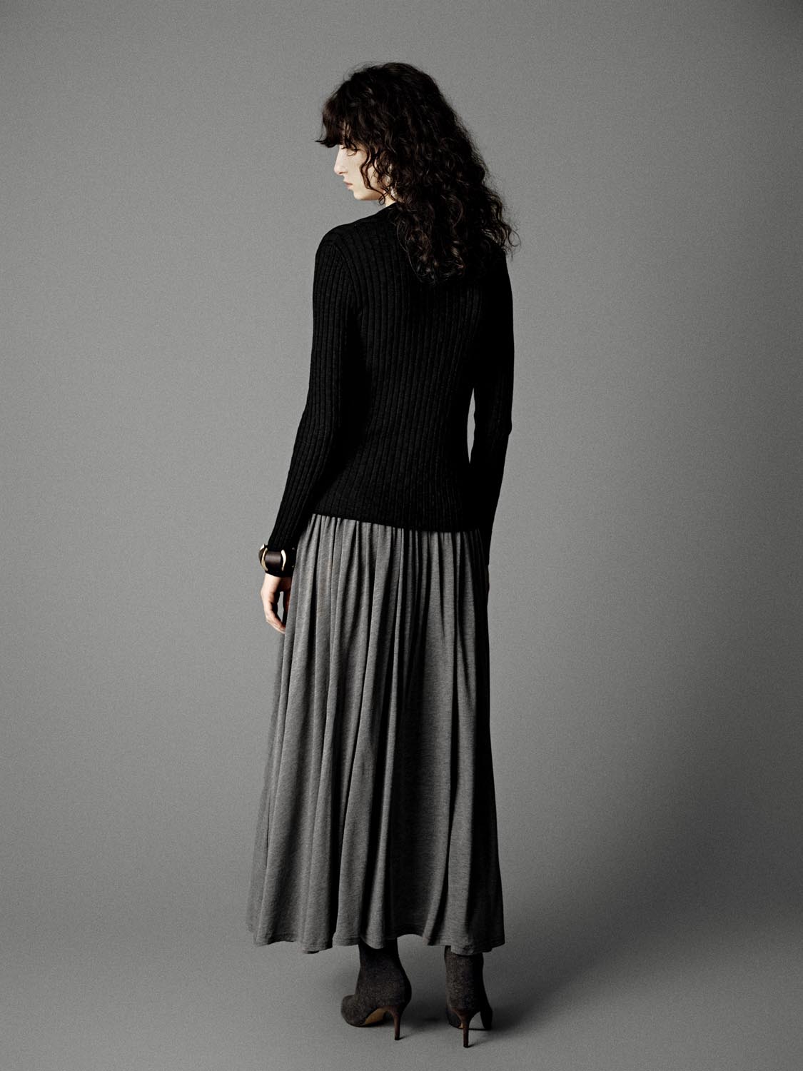 Dropped Waist Crinkle Midi Skirts