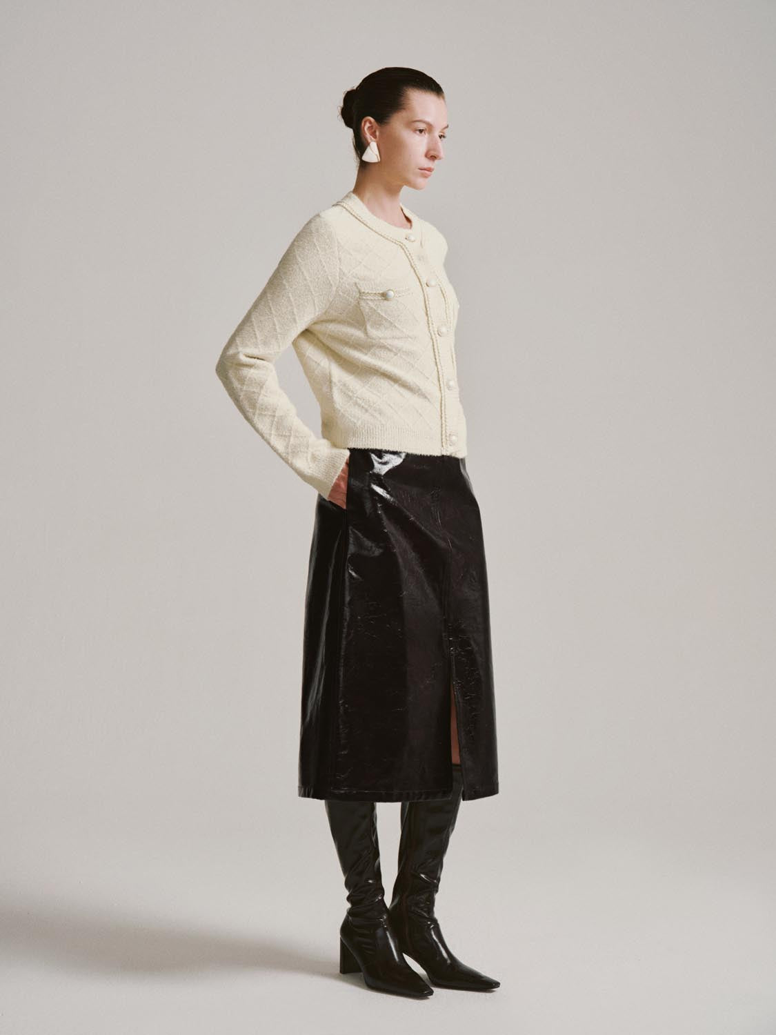 Faux Leather A-Line Midi Skirts