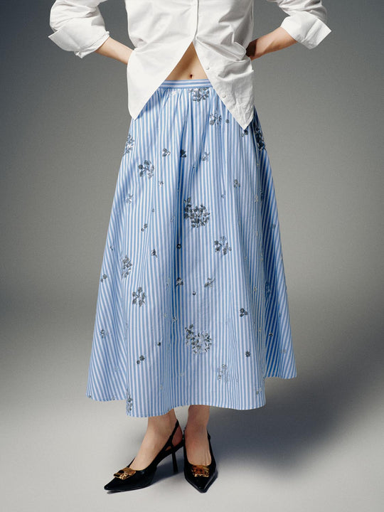 Sequin Detail A-Line Midi Skirts