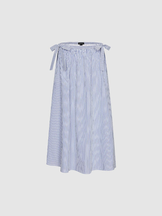 Bow Detail Striped Loose-Fit A-Line Midi Dresses
