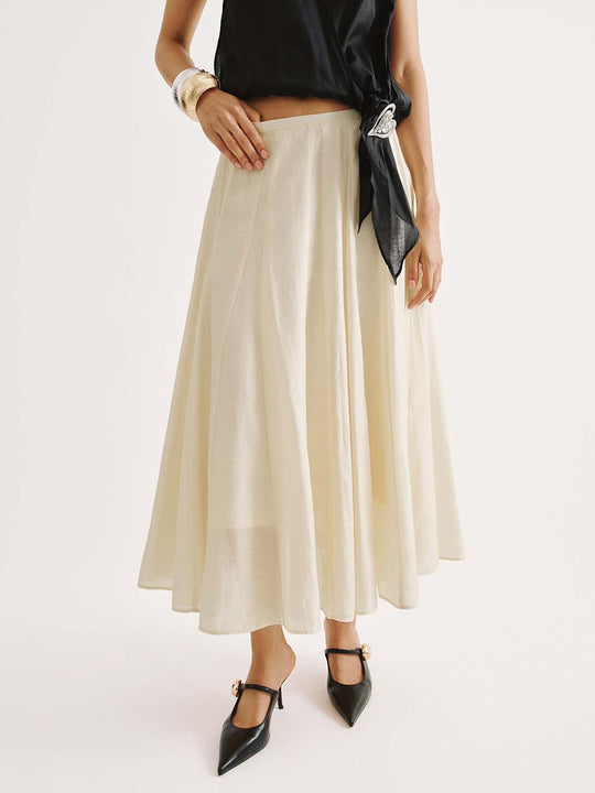 Lyocell Thin Flowing Long Silhouette Skirt