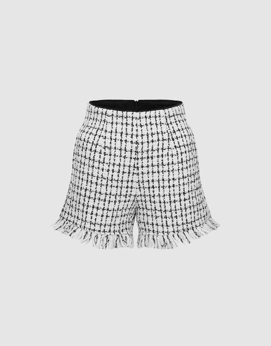 Tweed Raw Hem Shorts