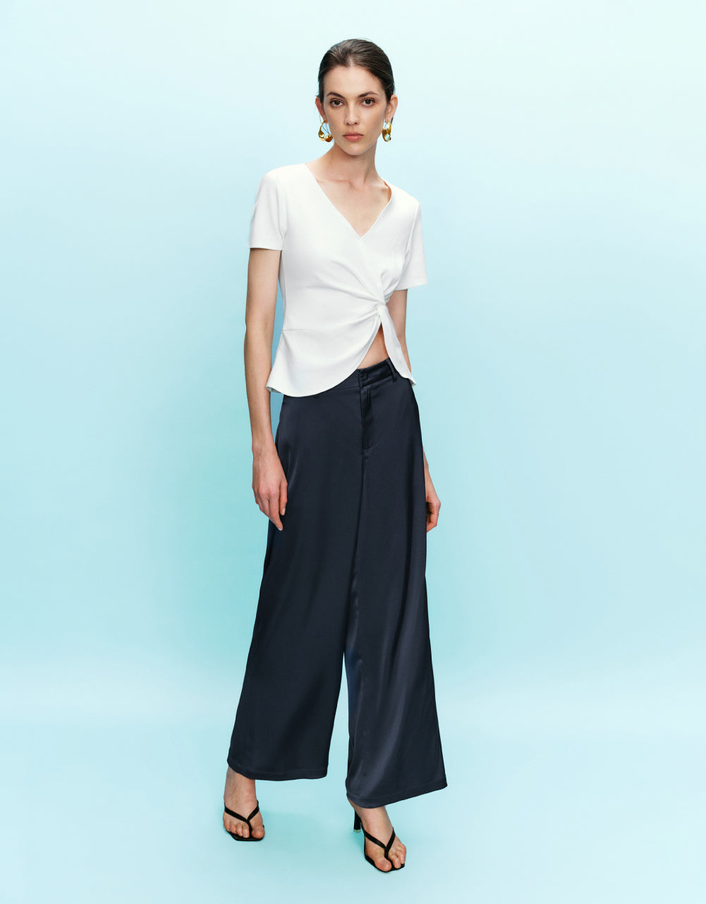 Thin Wide-Leg Pants