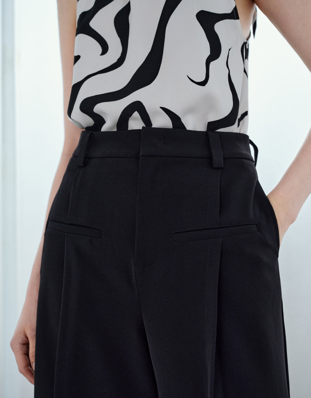 Mid-Waist Straight Pants