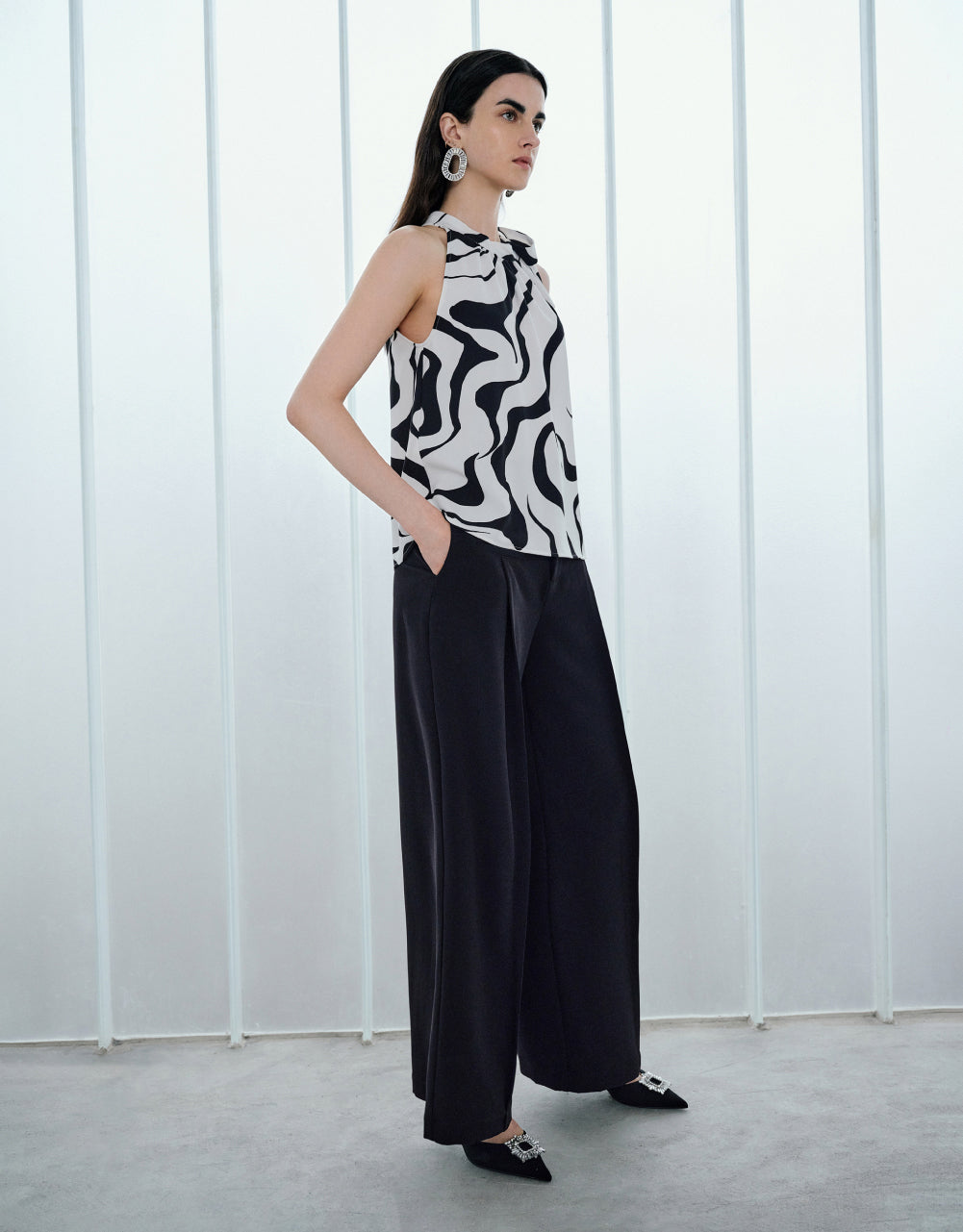 Mid-Waist Straight Pants