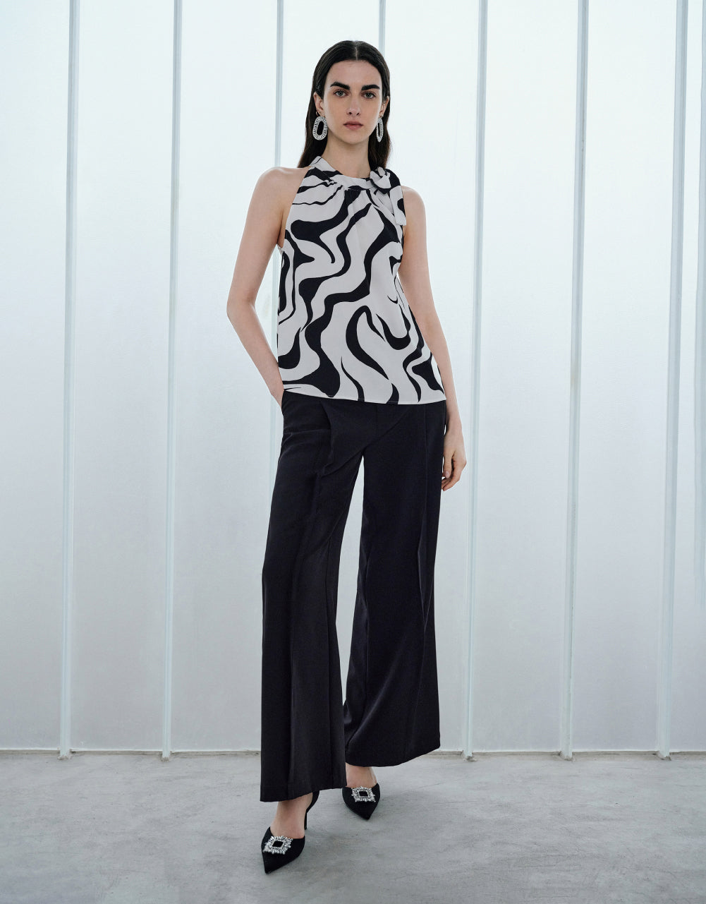 Mid-Waist Straight Pants