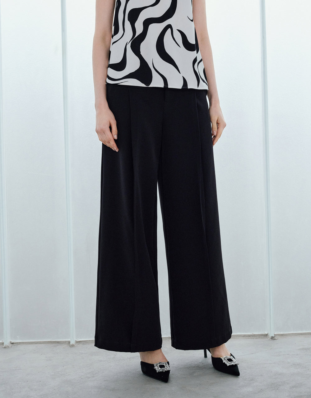 Mid-Waist Straight Pants