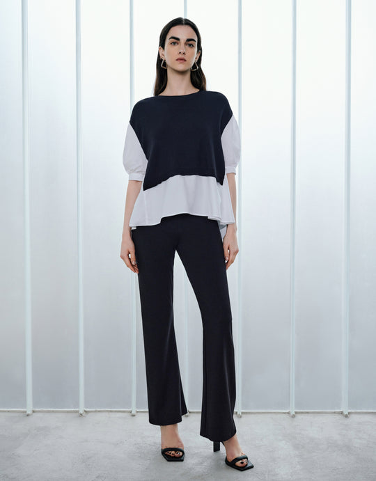 Elastic Waist Knitted Flare Pants