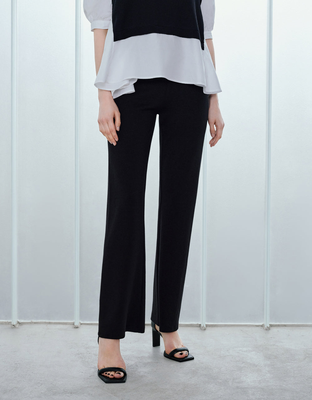 Elastic Waist Knitted Flare Pants