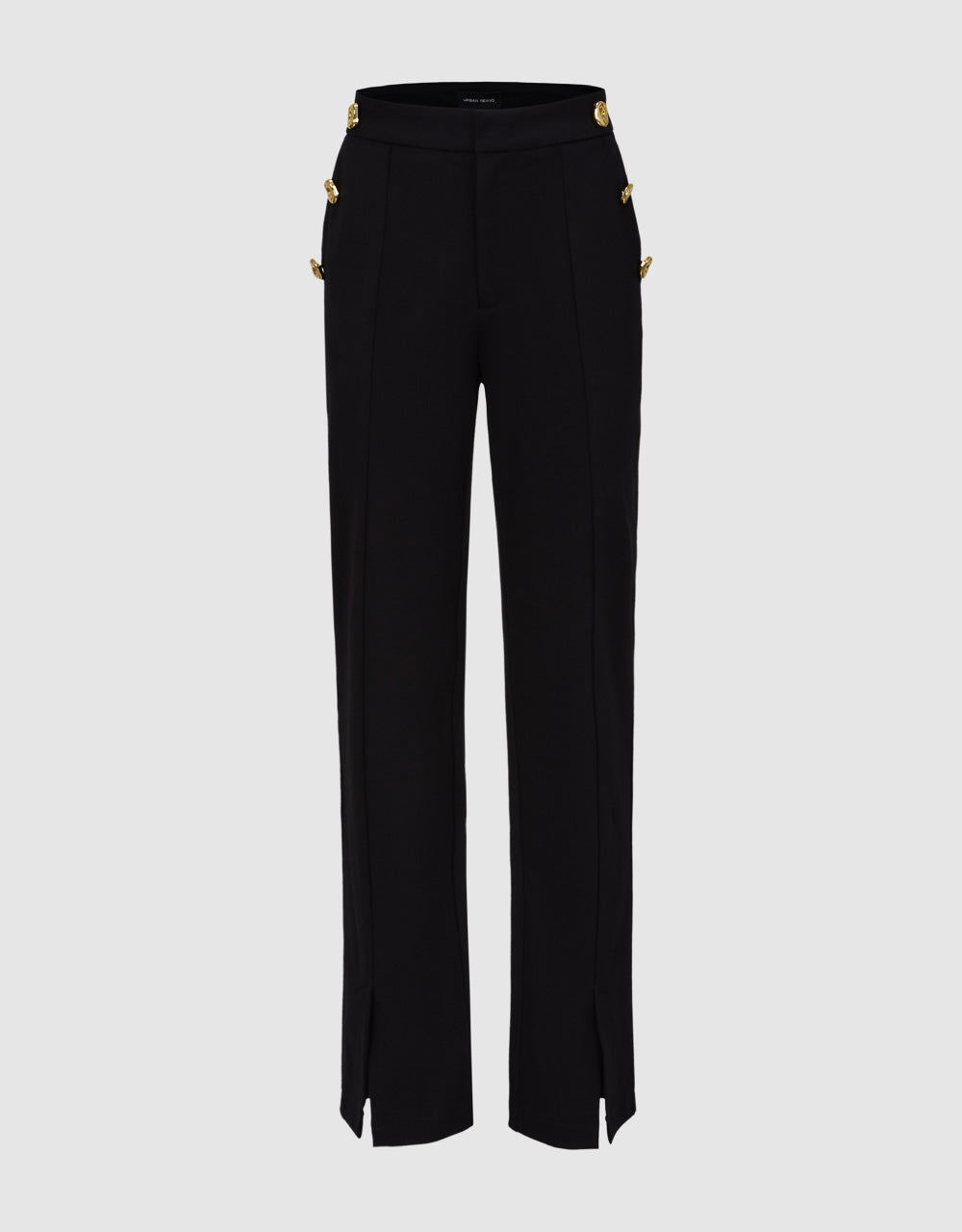Straight Pants With Buttons Décor