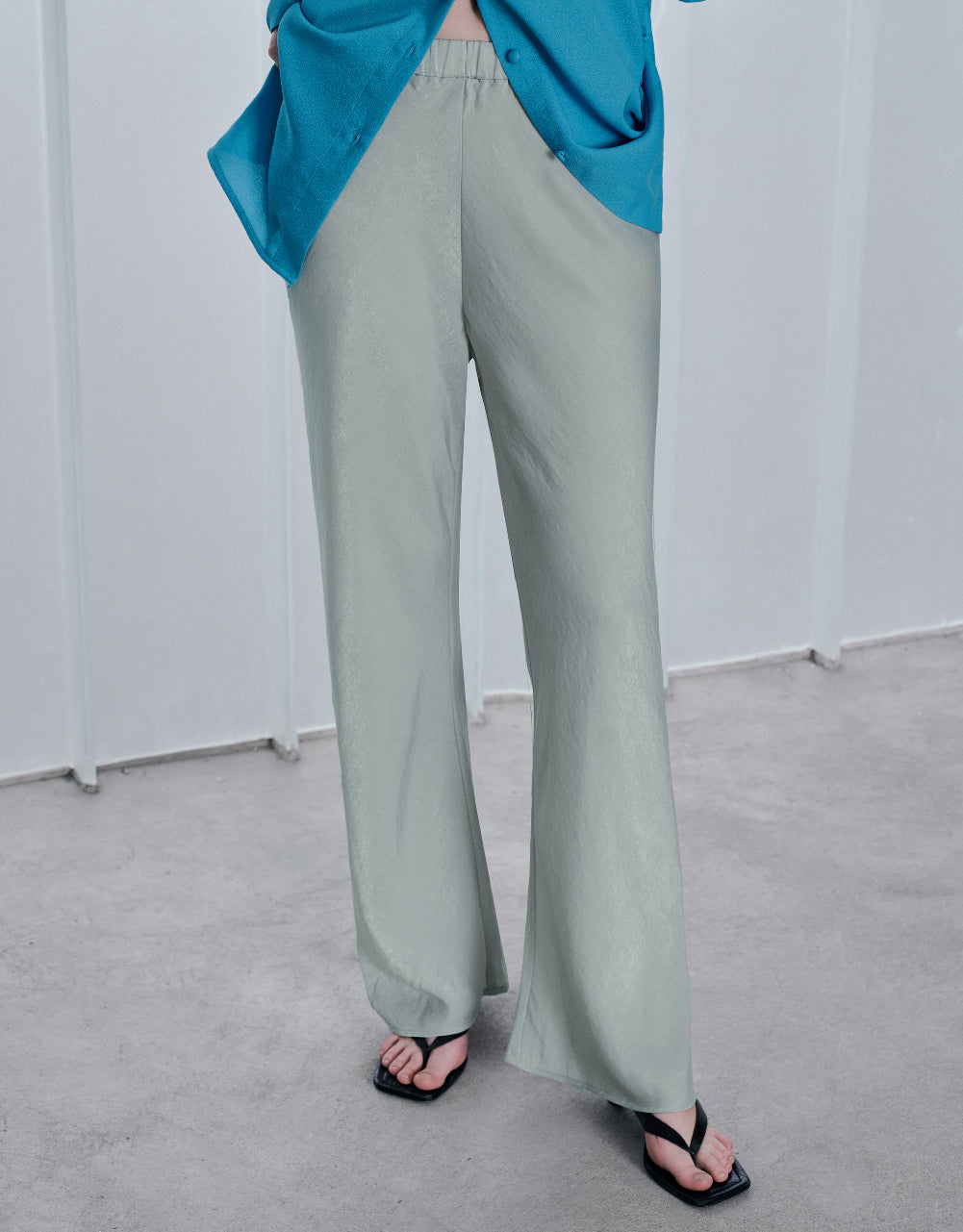 Elastic Waist Wide-Leg Pants