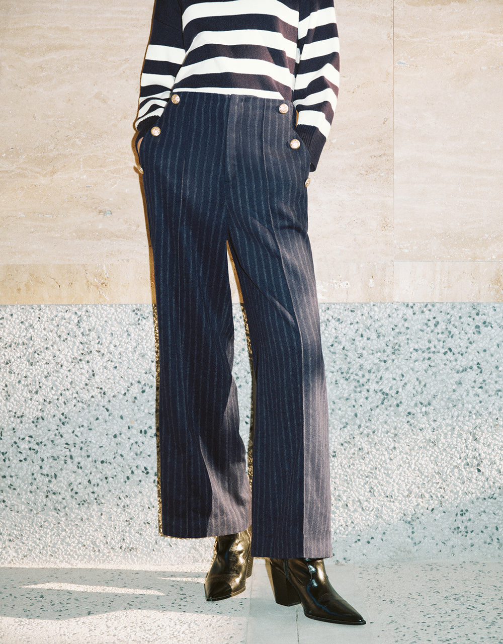 Striped Wide-Leg Pants