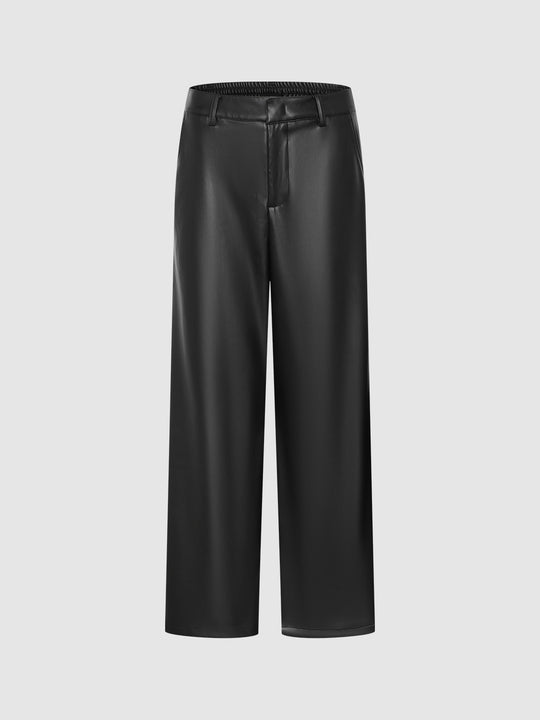 Vegan Leather Wide-Leg Pants
