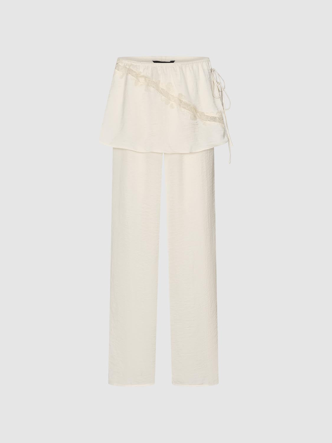 Skirt Layered Wide-Leg Pants