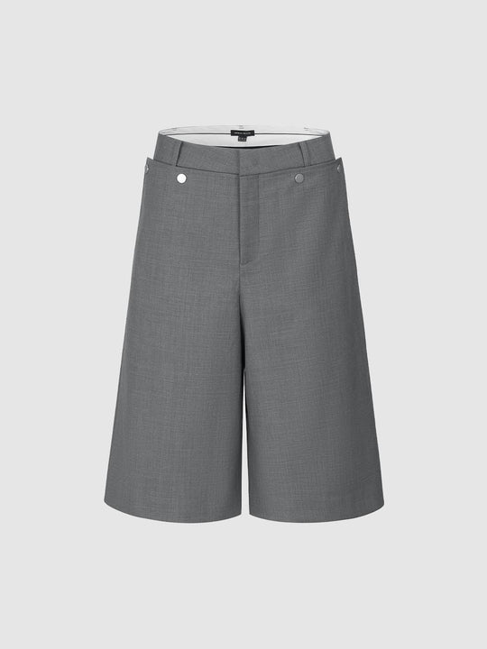 Button Décor Wide Leg Pants