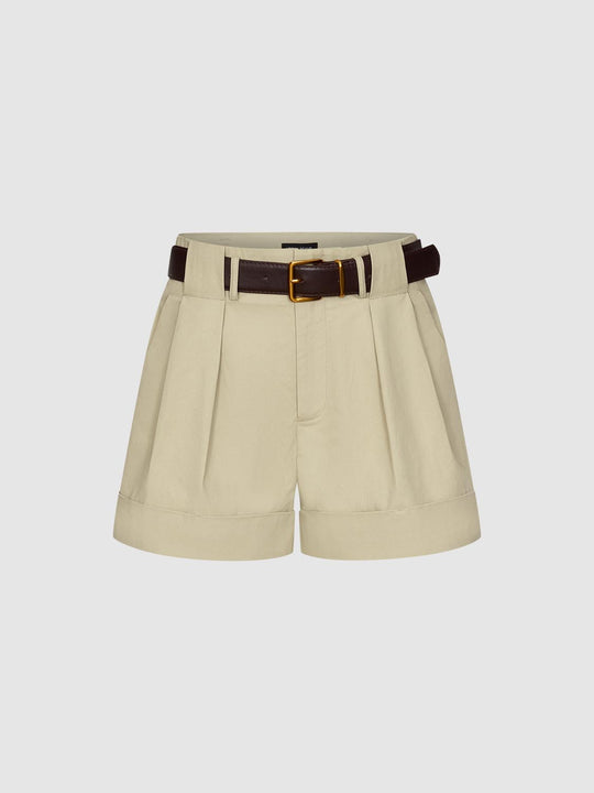 Cotton Belted With Medium-Thickness Stretch Shorts