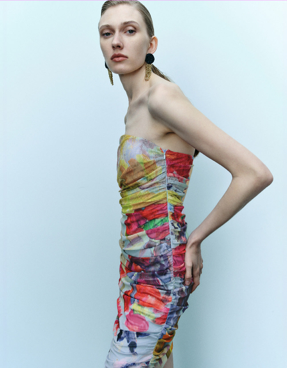 Printed Off-Shoulder Skinny Dress