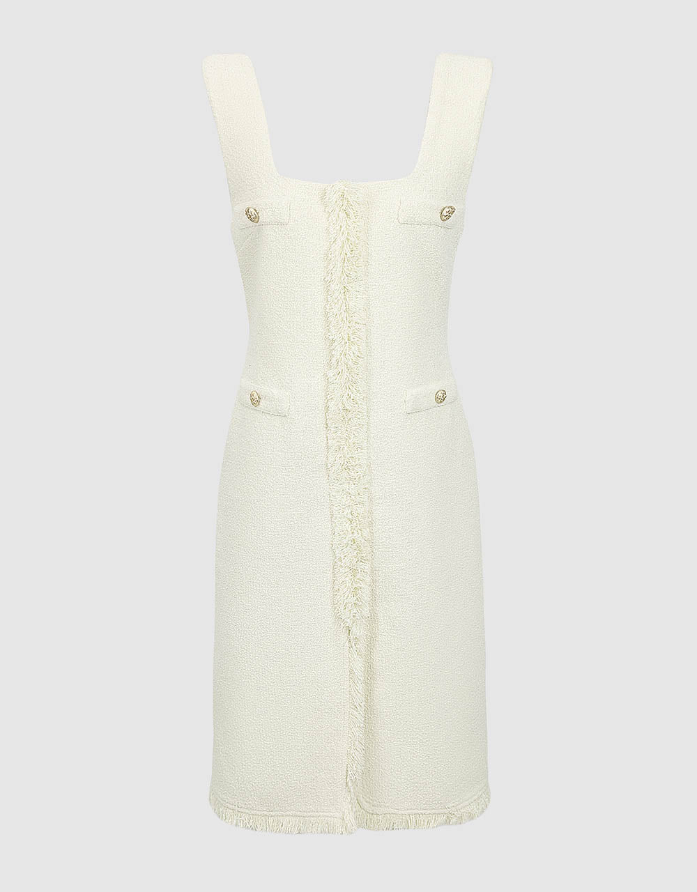 Sleeveless Raw Hem Tweed Dress