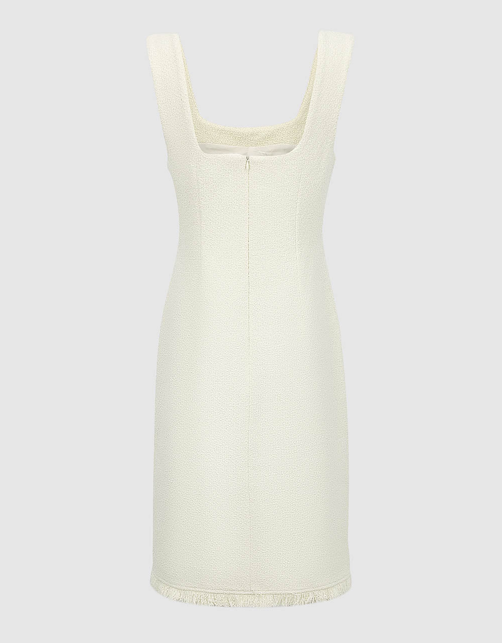 Sleeveless Raw Hem Tweed Dress