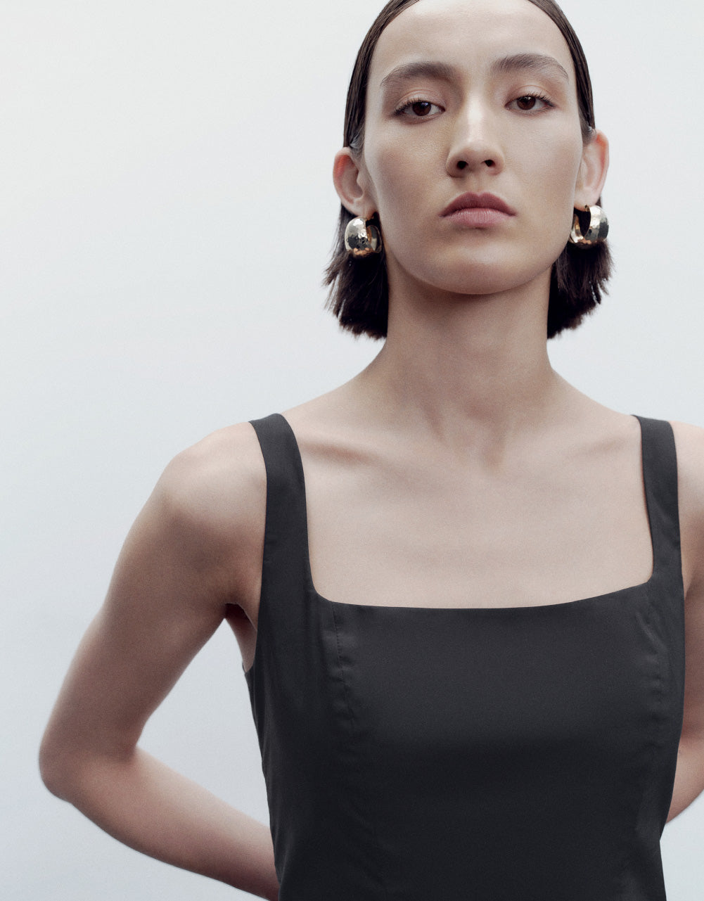 Sleeveless Square-cut Collar Skinny-Fit Dress