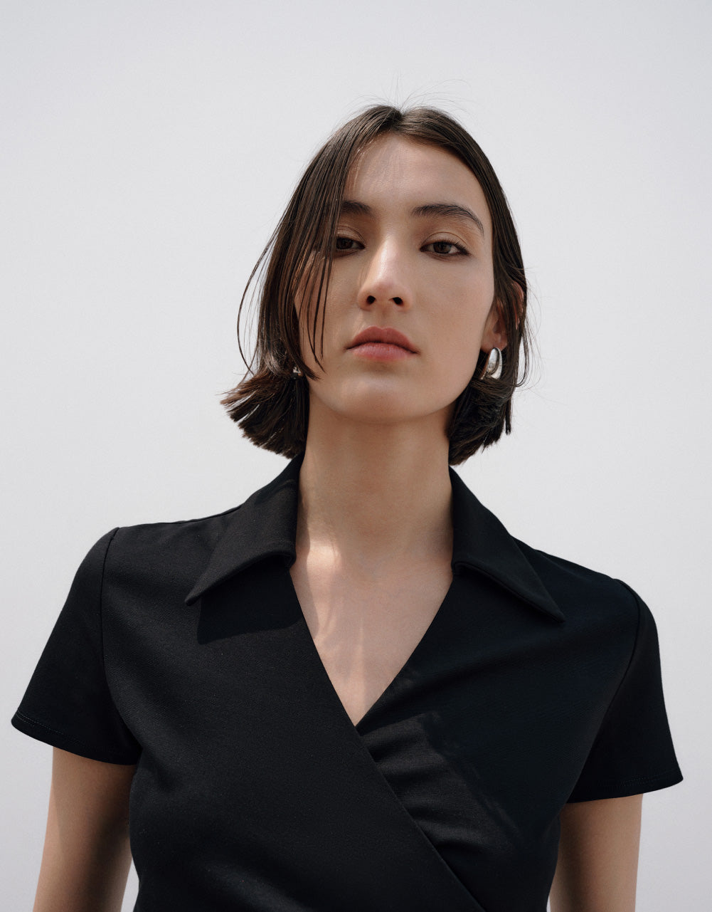 Ruched Lapel Straight Dress