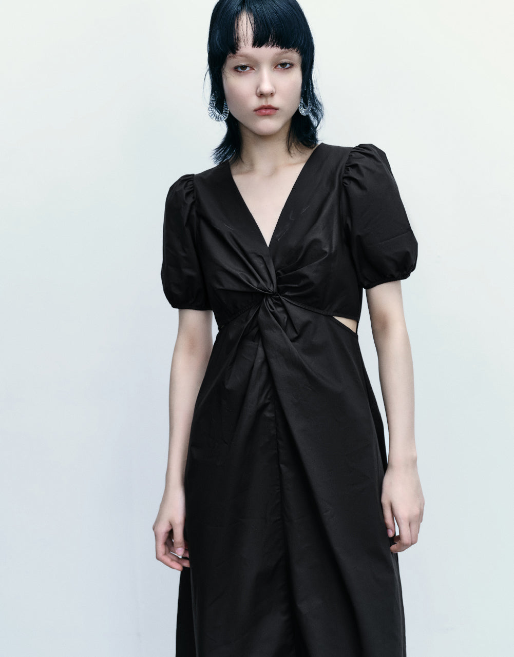 Twist Front V-Neck Skater Dress