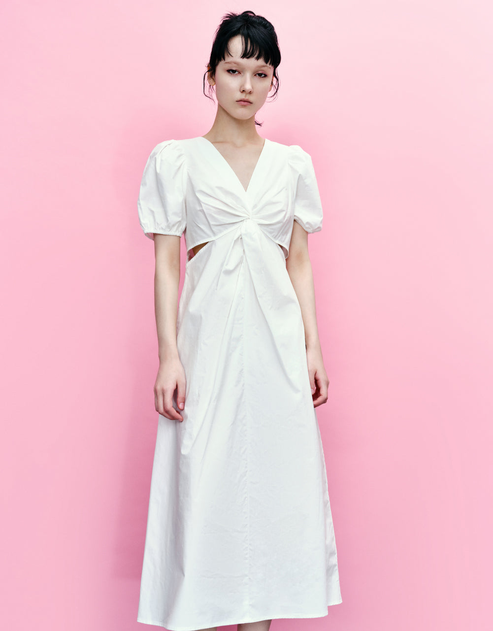 Twist Front V-Neck Skater Dress