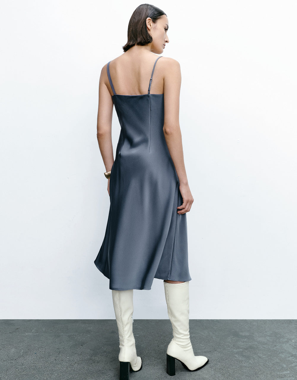 Asymmetric Cowl Neck  A-Line Cami Dress
