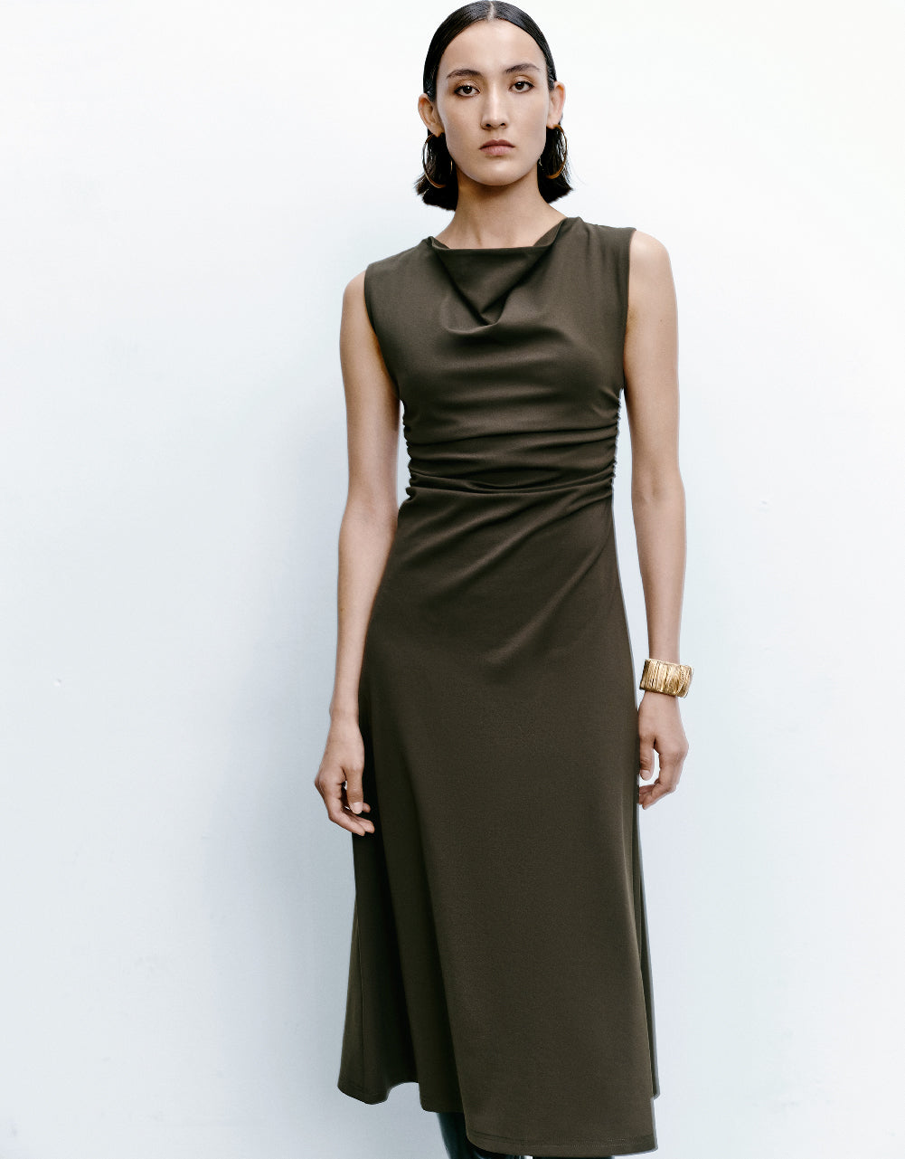 Ruched Sleeveless Skater Dress