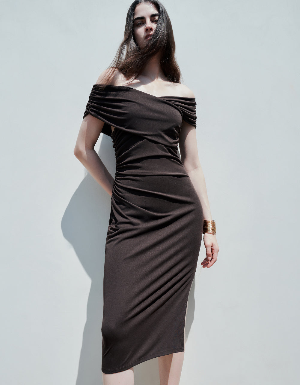 Ruched One Shoulder Dress