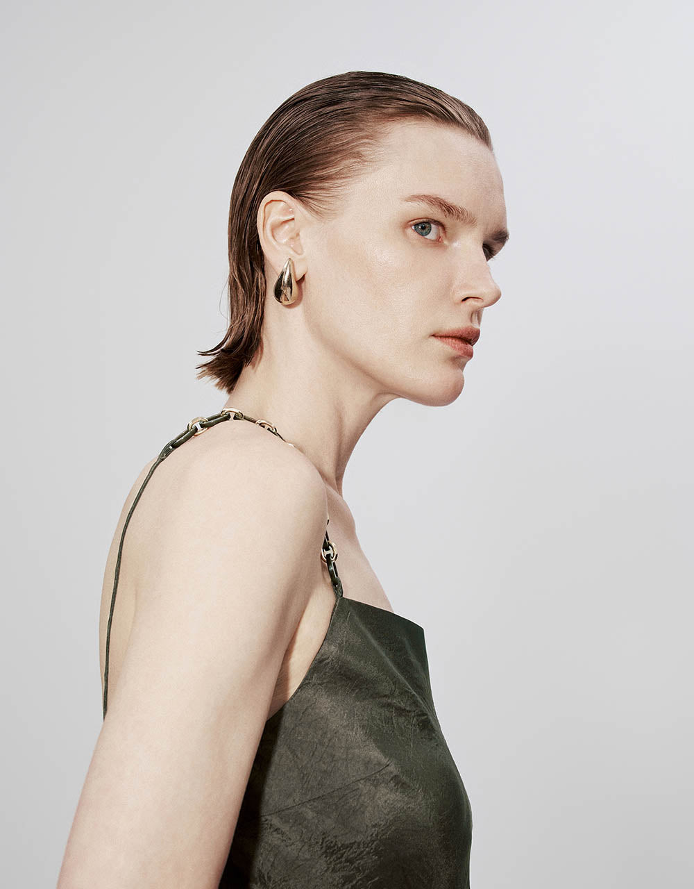 Chain Strap Off-Shoulder A-Line Cami Dress