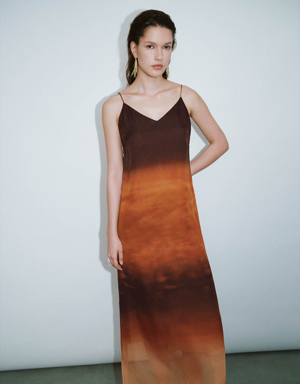 Printed V-Neck A-Line Cami Dress